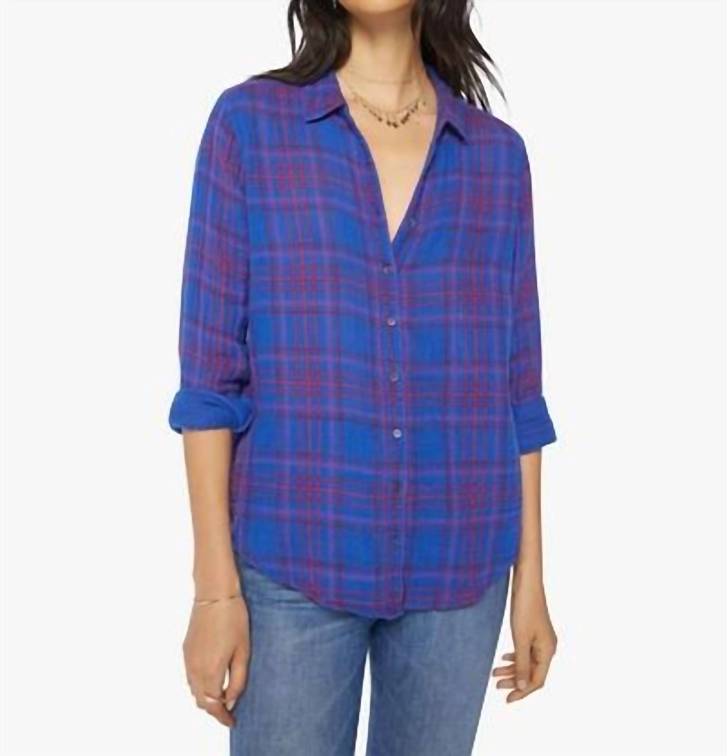 New Xirena Scout Button Down Shirt In Brilliant Blue Plaid